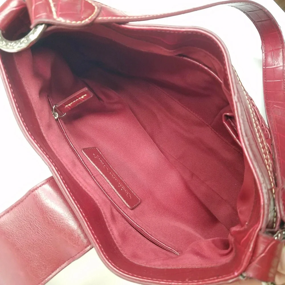 Coldwater Creek‎ Handbag Purse Red Woven Croc Emboss Faux Leather Magnetic Snap